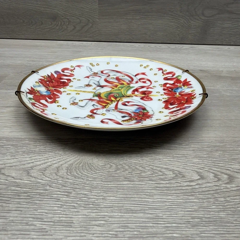 Vintage American Lung Association 1991‎ Christmas Steed Seal Plate Porcelain